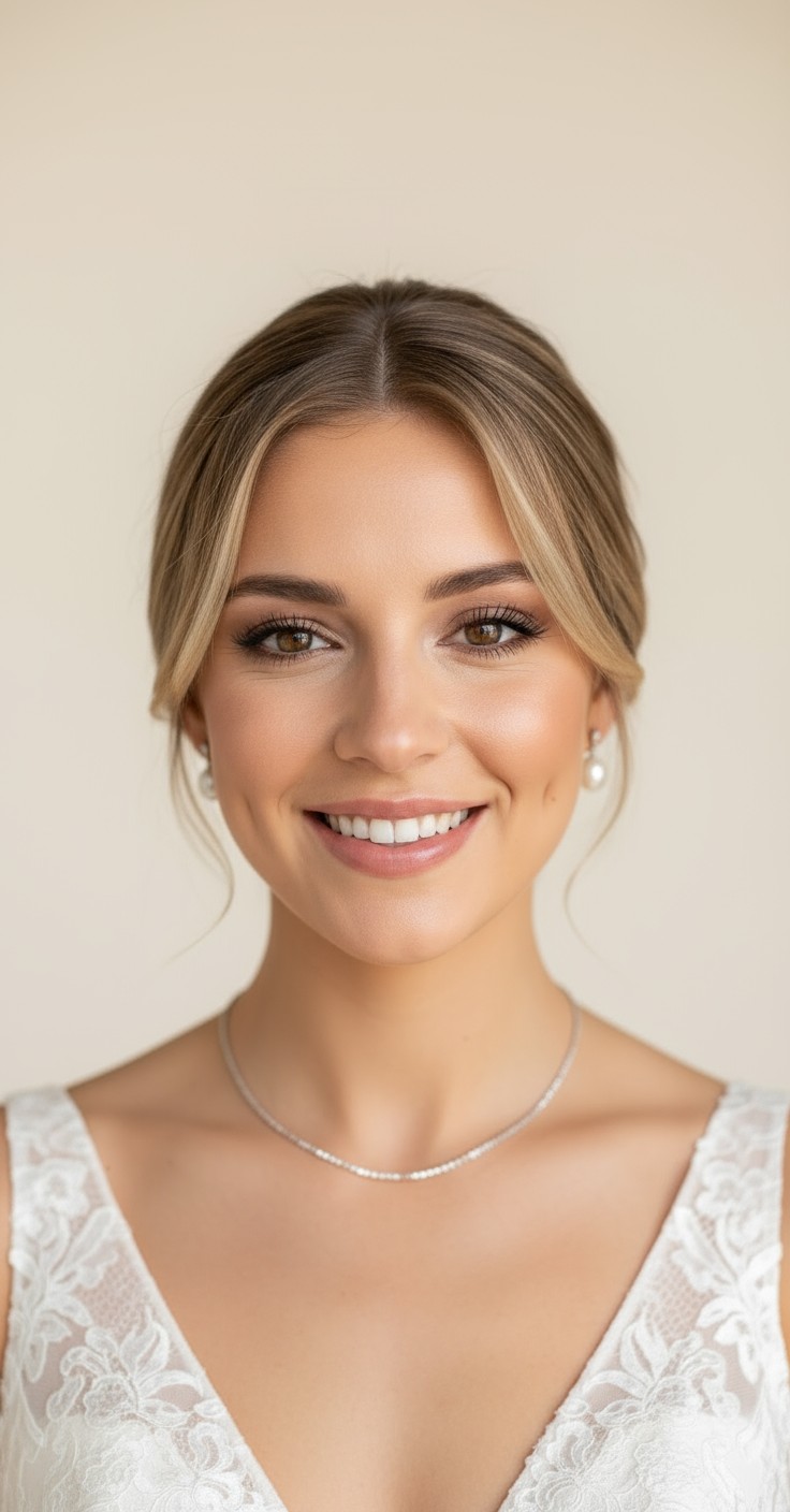 After Wedding Hair Updo With Bangs